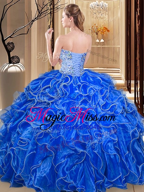 wholesale vintage ball gowns sweetheart sleeveless organza floor length lace up beading and ruffles quinceanera gown