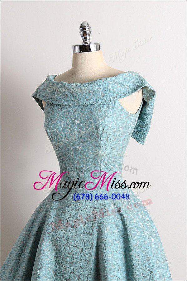 wholesale nice scoop blue sleeveless lace zipper for prom and party