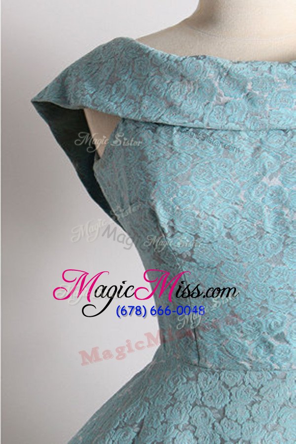 wholesale nice scoop blue sleeveless lace zipper for prom and party