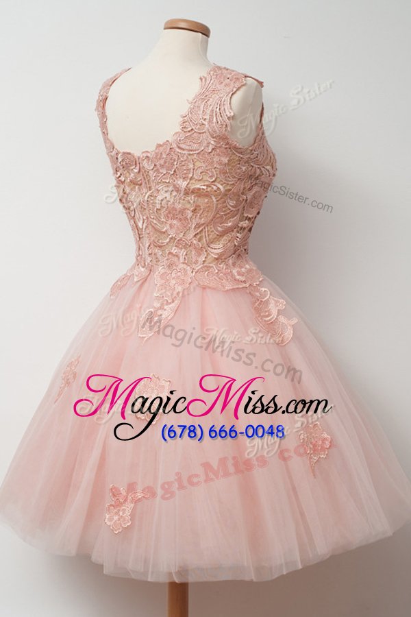 wholesale lovely sleeveless zipper knee length appliques and embroidery dress for prom