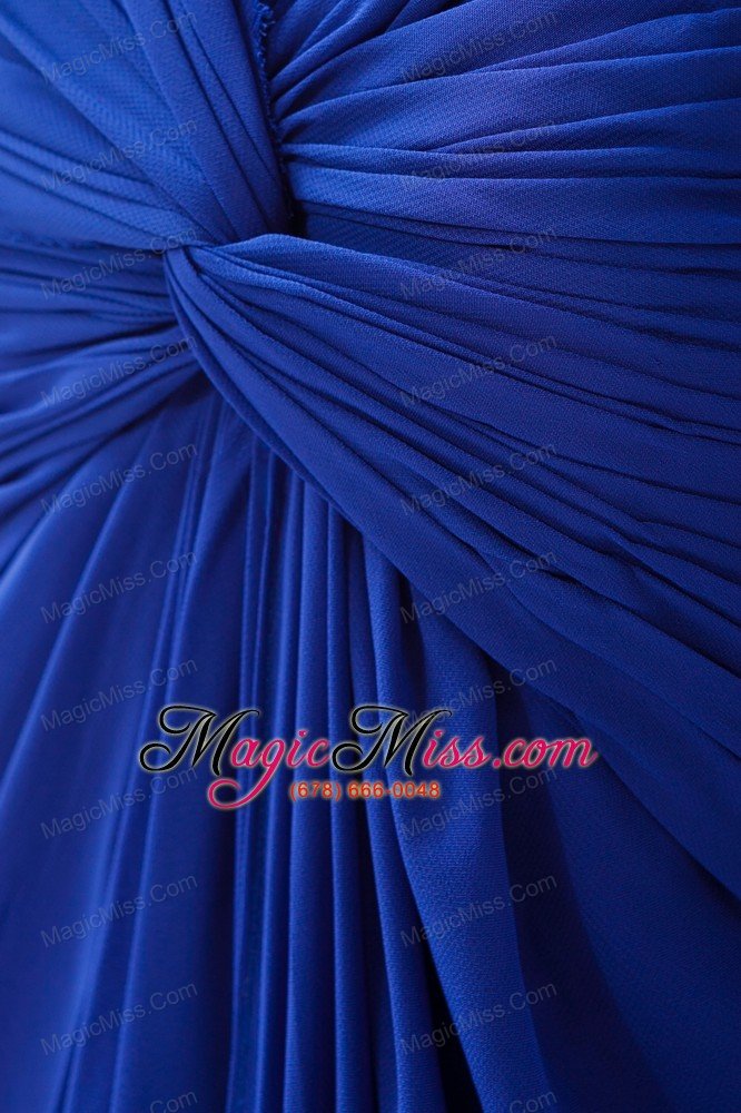 wholesale royal blue empire straps floor-length chiffon beading prom dress