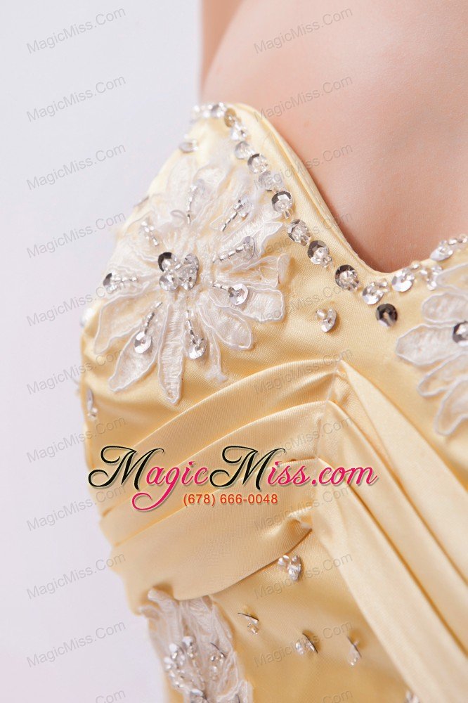 wholesale champagne column / sheath sweetheart prom dresstaffeta appliques with beading floor-length