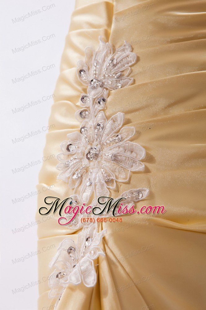 wholesale champagne column / sheath sweetheart prom dresstaffeta appliques with beading floor-length