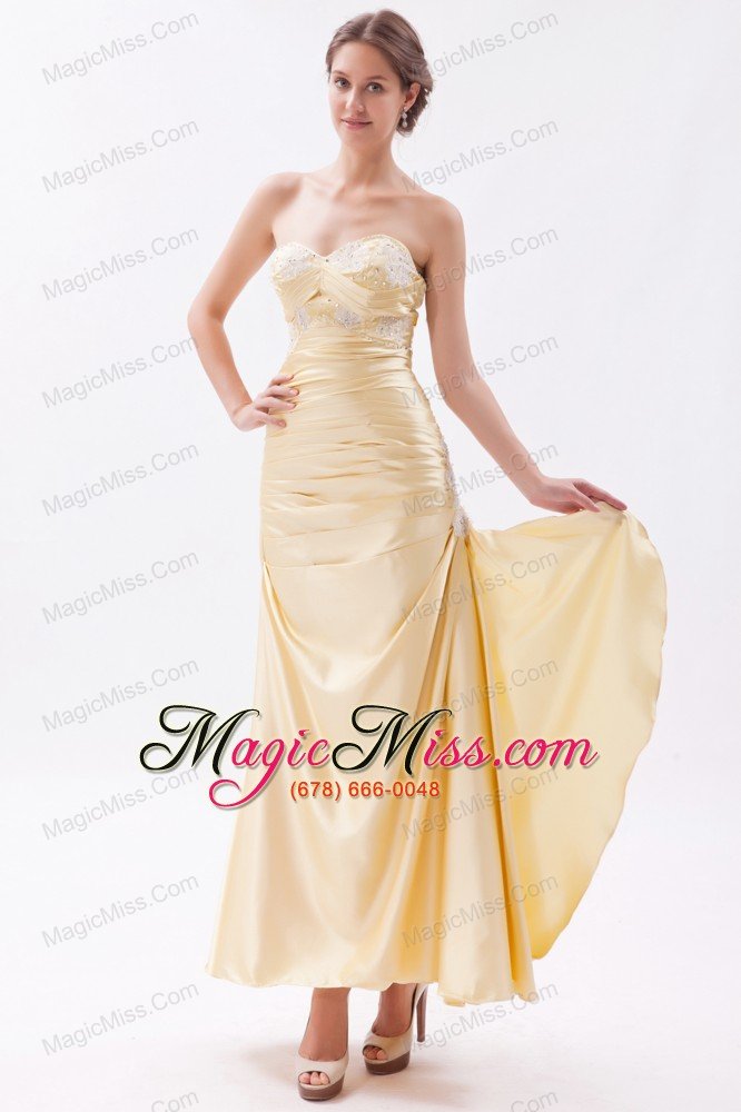 wholesale champagne column / sheath sweetheart prom dresstaffeta appliques with beading floor-length