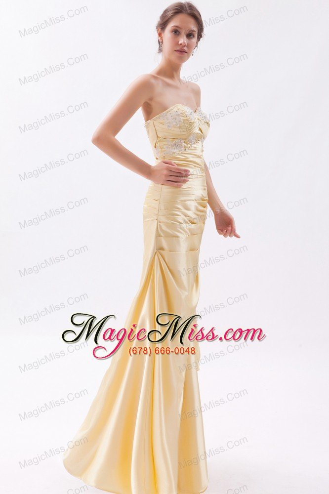 wholesale champagne column / sheath sweetheart prom dresstaffeta appliques with beading floor-length