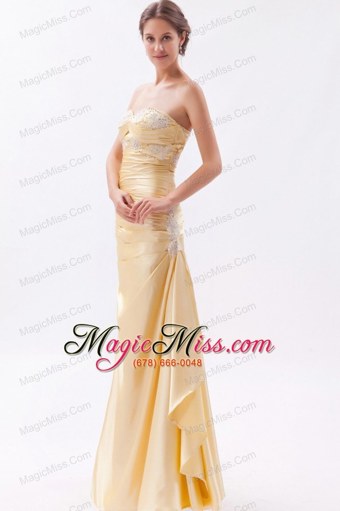 wholesale champagne column / sheath sweetheart prom dresstaffeta appliques with beading floor-length