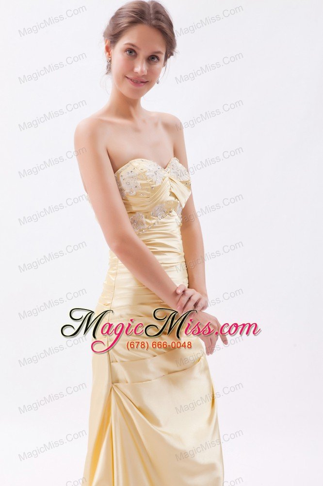 wholesale champagne column / sheath sweetheart prom dresstaffeta appliques with beading floor-length