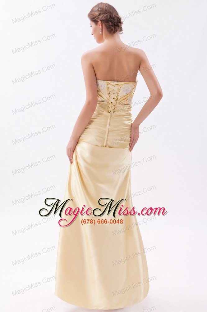 wholesale champagne column / sheath sweetheart prom dresstaffeta appliques with beading floor-length