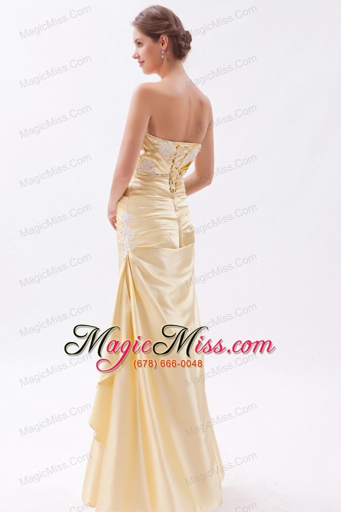 wholesale champagne column / sheath sweetheart prom dresstaffeta appliques with beading floor-length