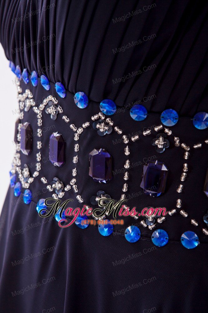 wholesale black empire one shoulder prom dress chiffon beading floor-length