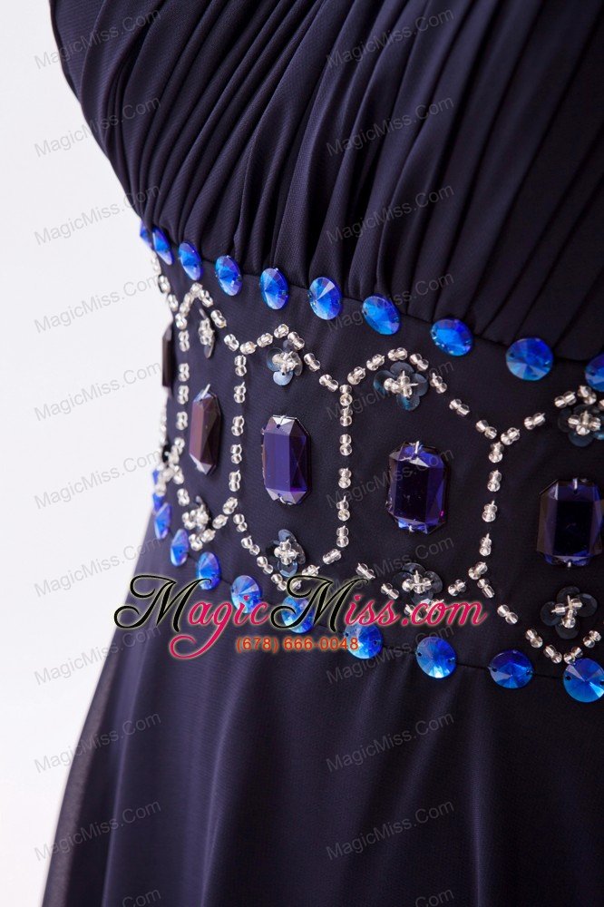 wholesale black empire one shoulder prom dress chiffon beading floor-length