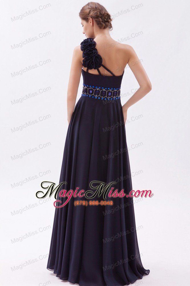 wholesale black empire one shoulder prom dress chiffon beading floor-length