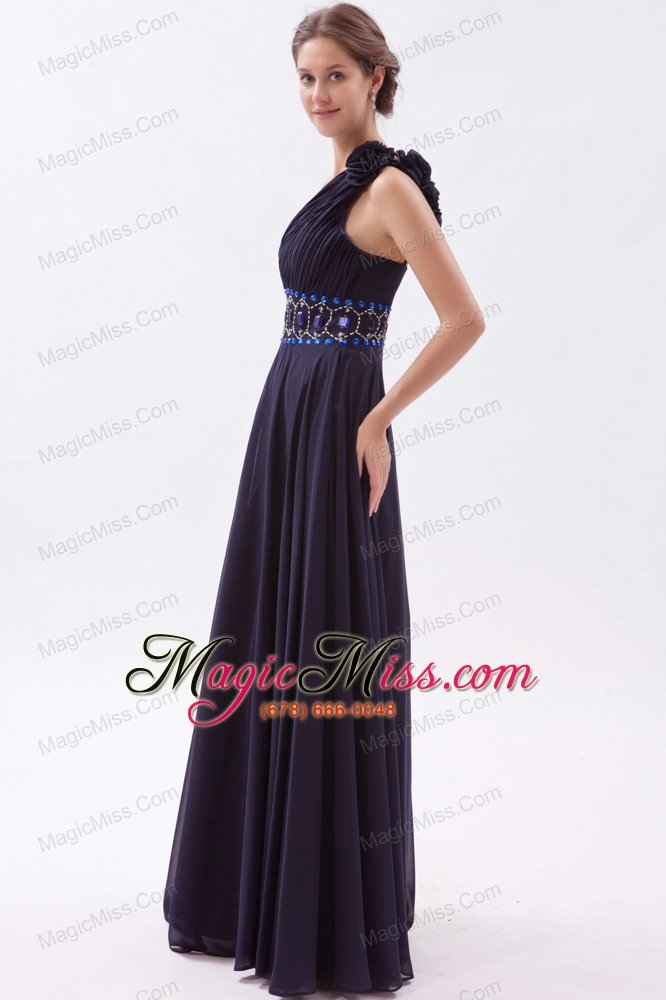 wholesale black empire one shoulder prom dress chiffon beading floor-length