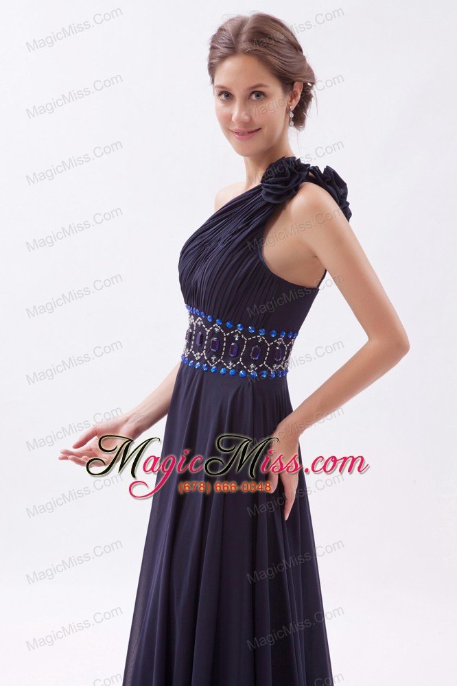 wholesale black empire one shoulder prom dress chiffon beading floor-length