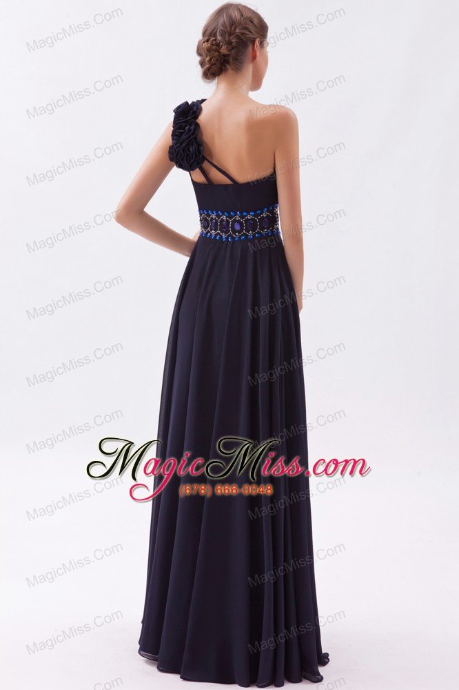 wholesale black empire one shoulder prom dress chiffon beading floor-length