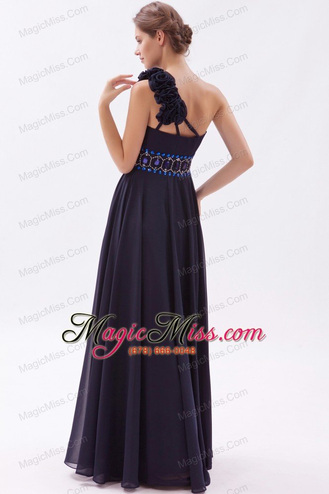 wholesale black empire one shoulder prom dress chiffon beading floor-length