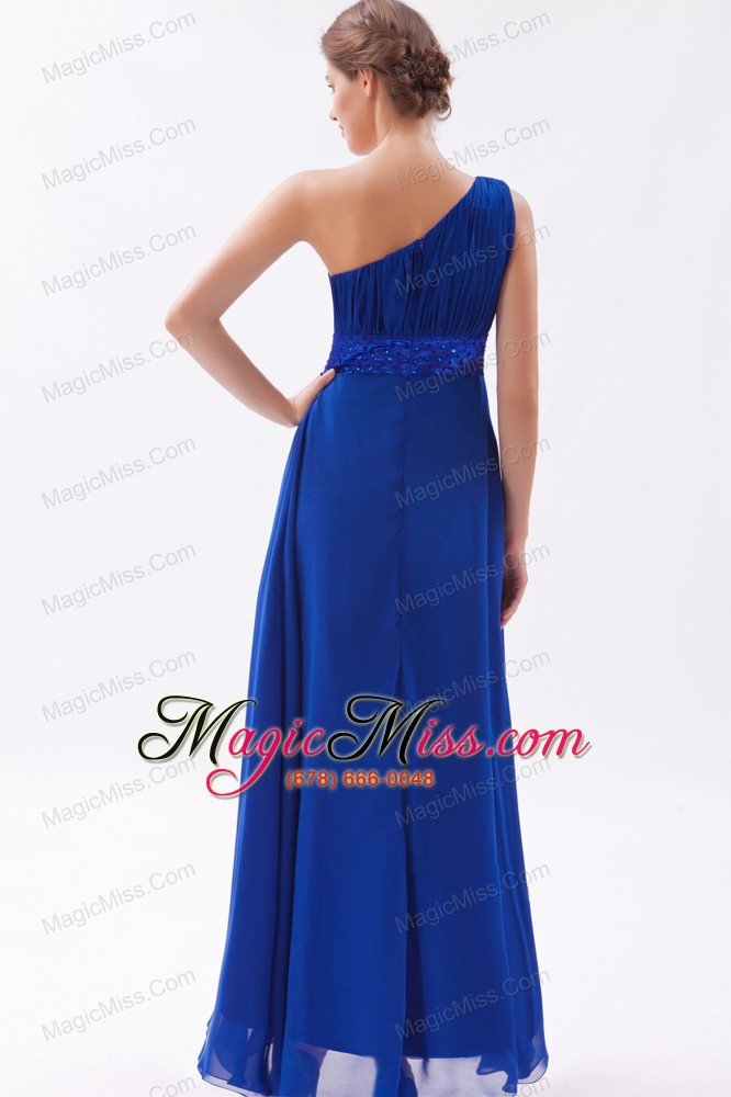 wholesale royal blue chiffon beading prom dress empire one shoulder floor-length