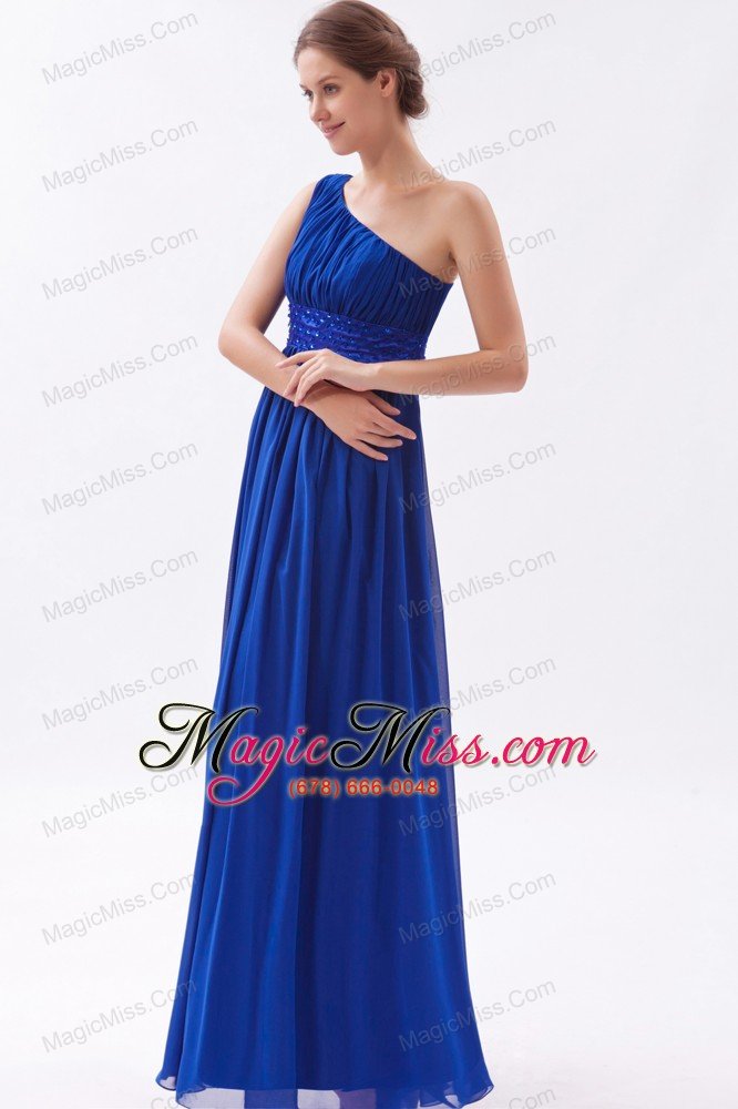 wholesale royal blue chiffon beading prom dress empire one shoulder floor-length