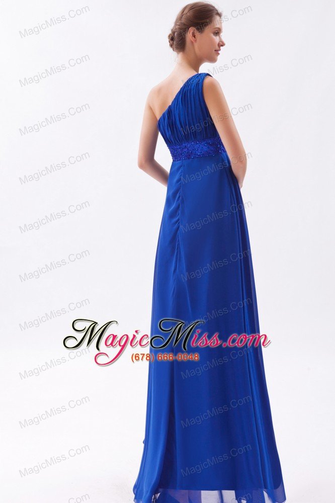 wholesale royal blue chiffon beading prom dress empire one shoulder floor-length