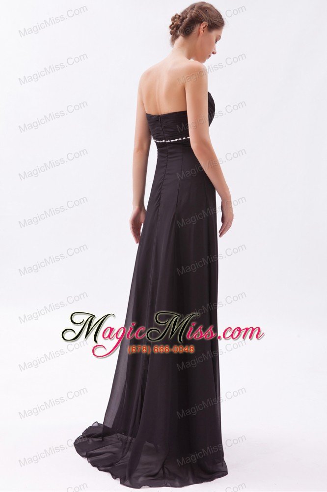 wholesale black empire sweetheart prom dress chiffon beading brush train