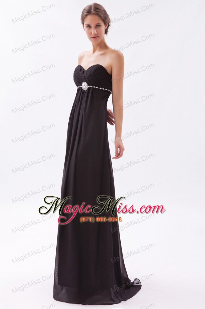 wholesale black empire sweetheart prom dress chiffon beading brush train