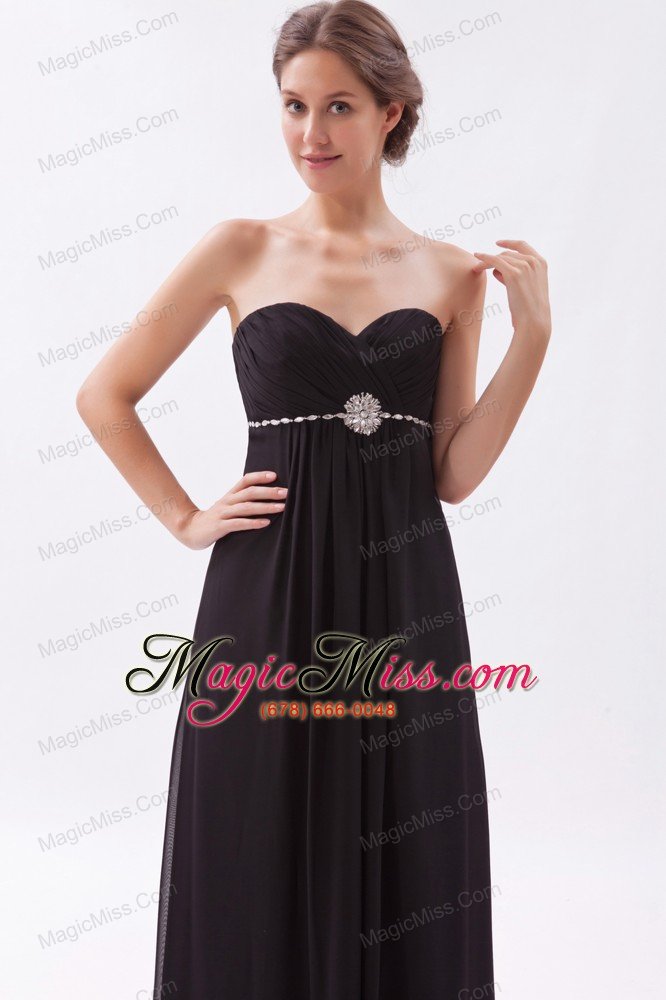 wholesale black empire sweetheart prom dress chiffon beading brush train