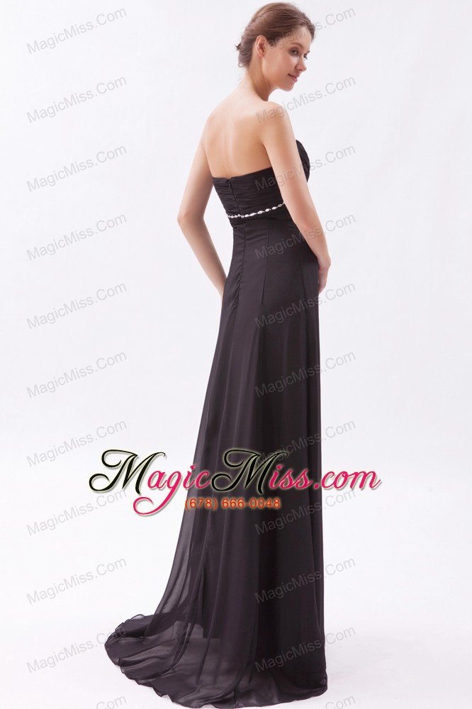 wholesale black empire sweetheart prom dress chiffon beading brush train