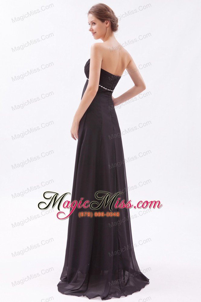 wholesale black empire sweetheart prom dress chiffon beading brush train