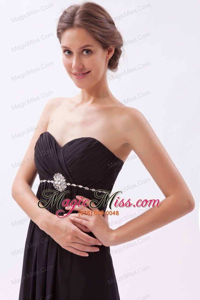 wholesale black empire sweetheart prom dress chiffon beading brush train