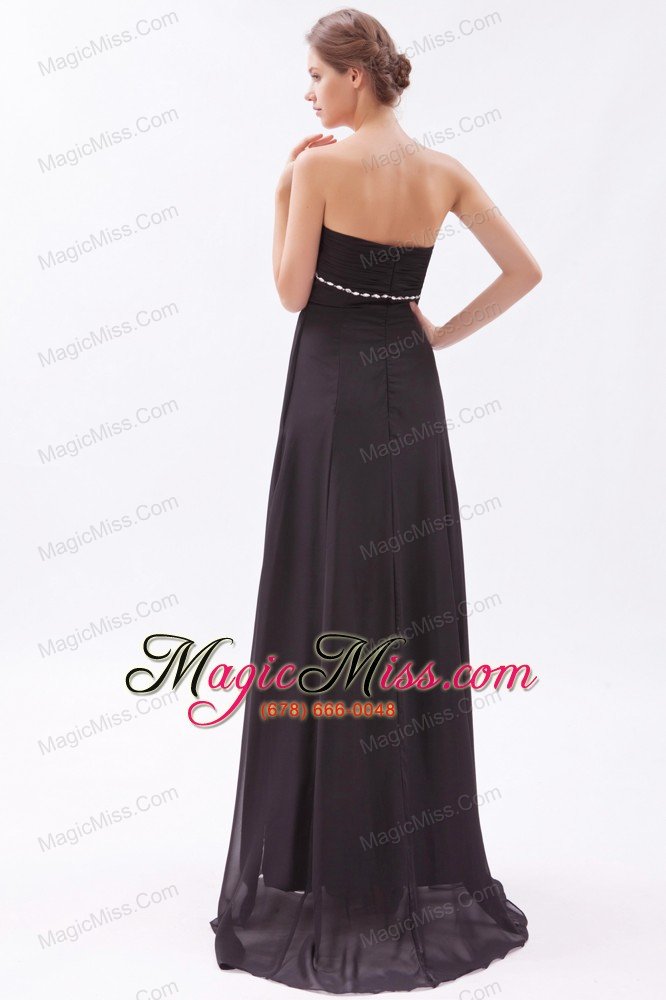 wholesale black empire sweetheart prom dress chiffon beading brush train