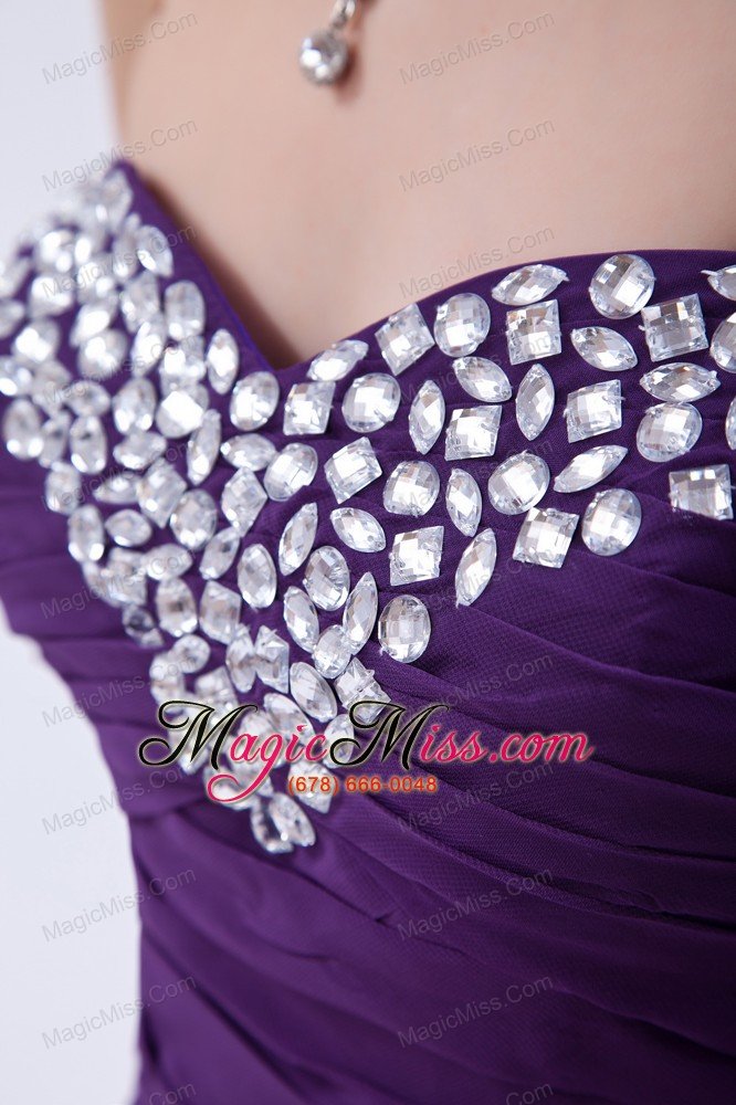 wholesale purple mermaid sweetheart brush train chiffon beading and ruch prom dress