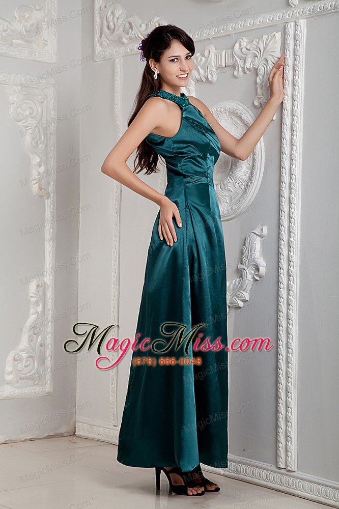 wholesale green empire scoop ankle-length taffeta beading prom dress