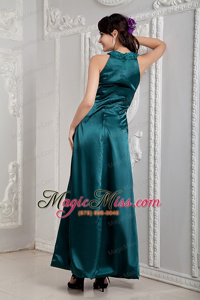 wholesale green empire scoop ankle-length taffeta beading prom dress