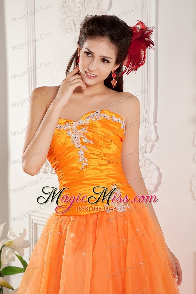 wholesale orange empire sweetheart floor-length organza appliques prom / evening dress