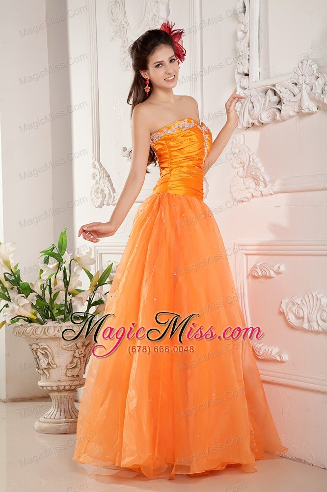 wholesale orange empire sweetheart floor-length organza appliques prom / evening dress