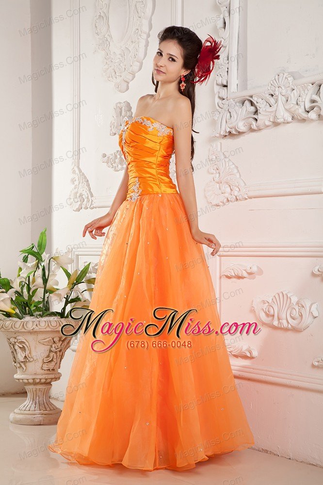 wholesale orange empire sweetheart floor-length organza appliques prom / evening dress