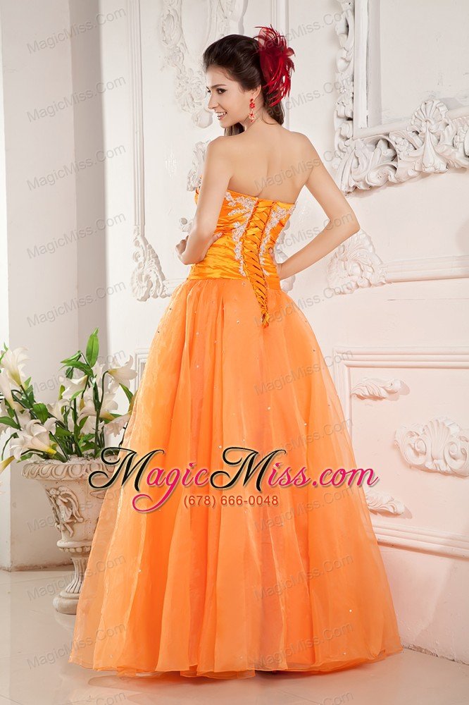 wholesale orange empire sweetheart floor-length organza appliques prom / evening dress