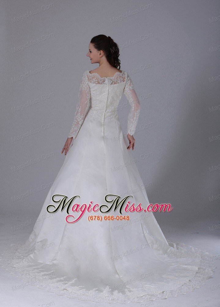 wholesale a-line v-neck long sleeves lace decorate wedding dress with court train in bloomfield connecticut