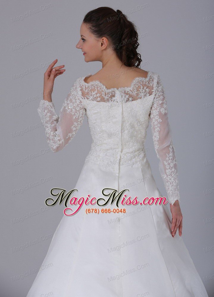 wholesale a-line v-neck long sleeves lace decorate wedding dress with court train in bloomfield connecticut