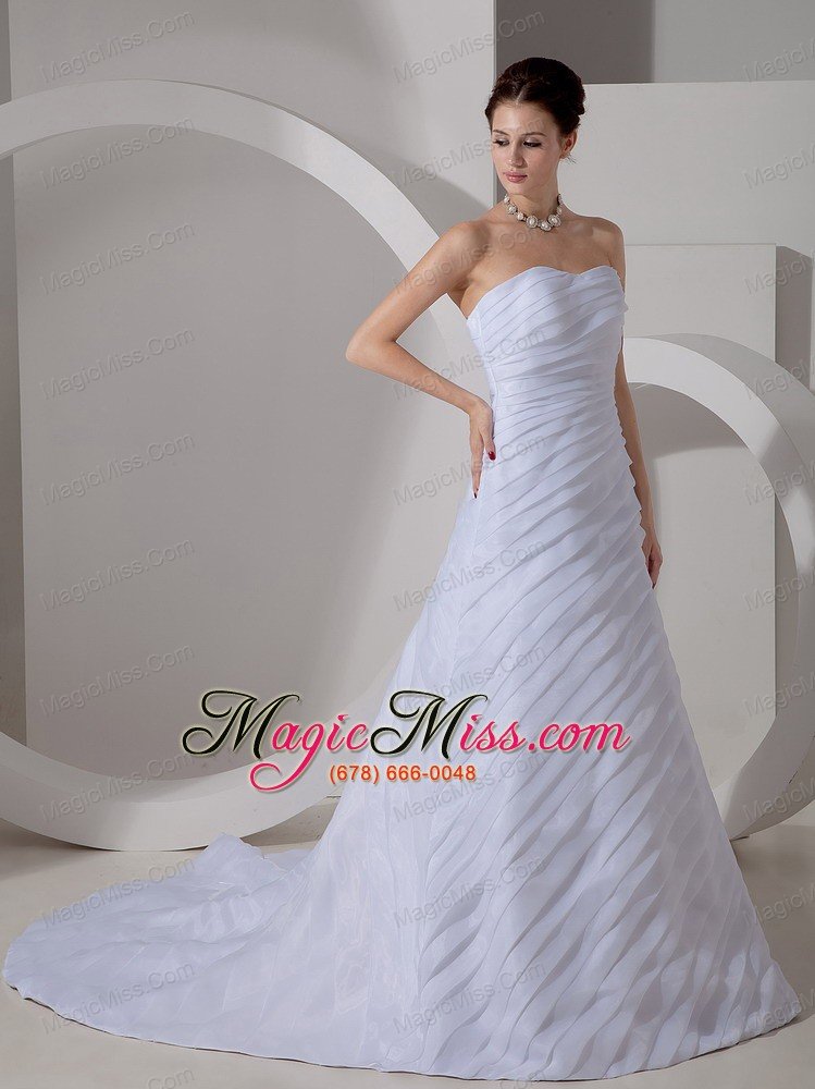 wholesale beautiful a-line sweetheart court train chiffon ruch wedding dress