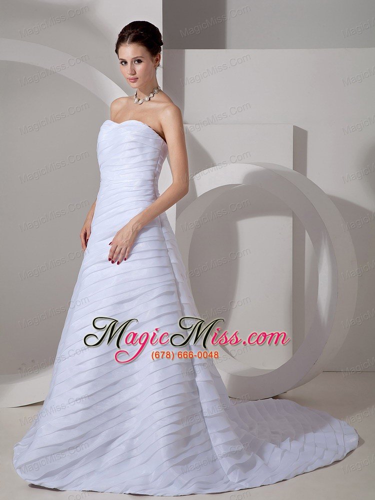 wholesale beautiful a-line sweetheart court train chiffon ruch wedding dress