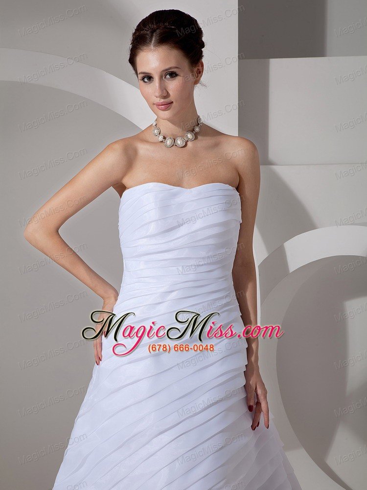 wholesale beautiful a-line sweetheart court train chiffon ruch wedding dress