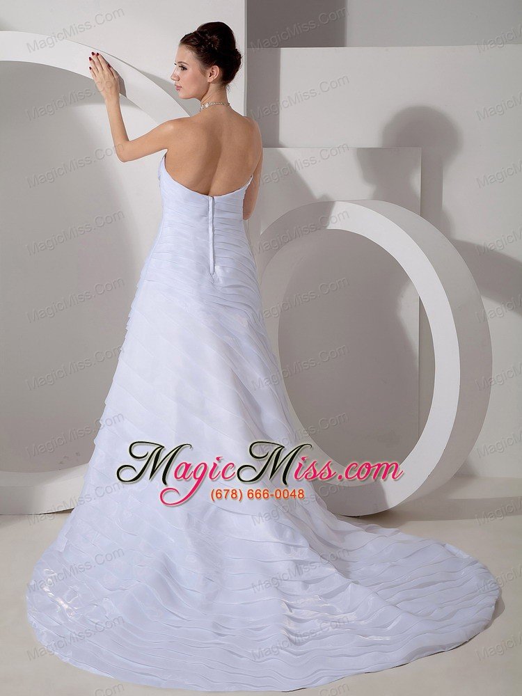 wholesale beautiful a-line sweetheart court train chiffon ruch wedding dress