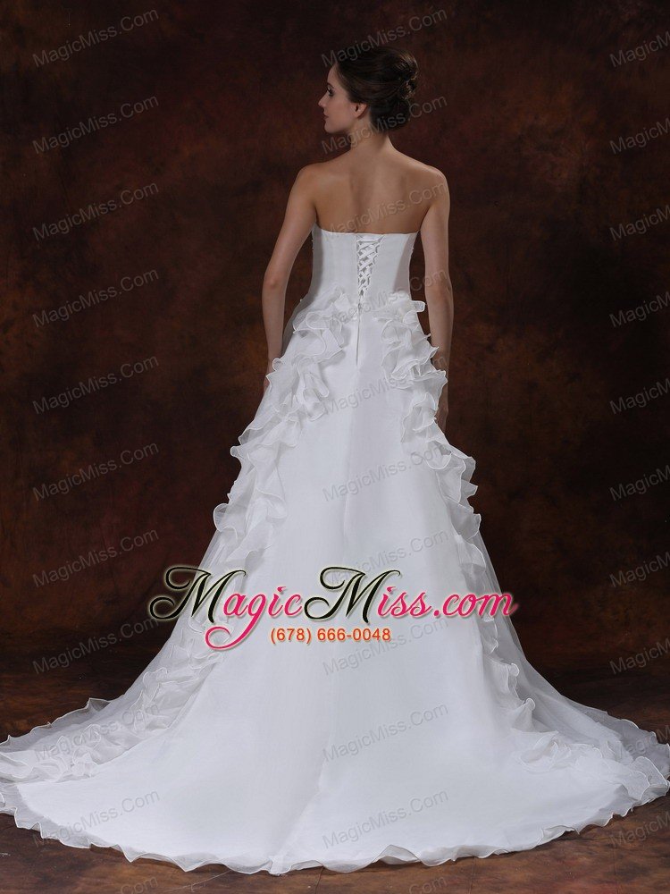 wholesale bowknot strapless organza court train ruffles wedding dress court train