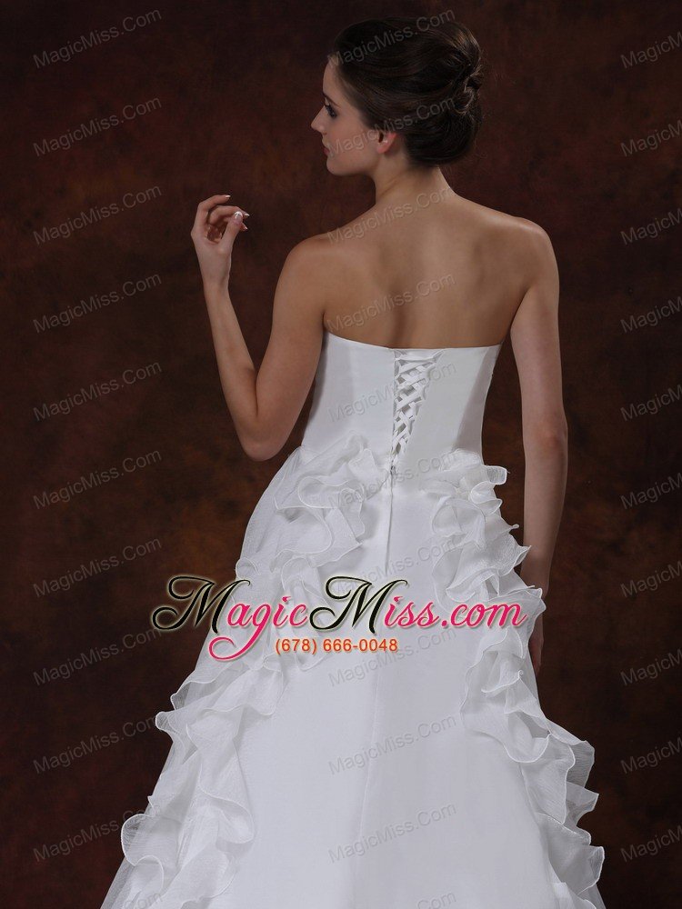 wholesale bowknot strapless organza court train ruffles wedding dress court train