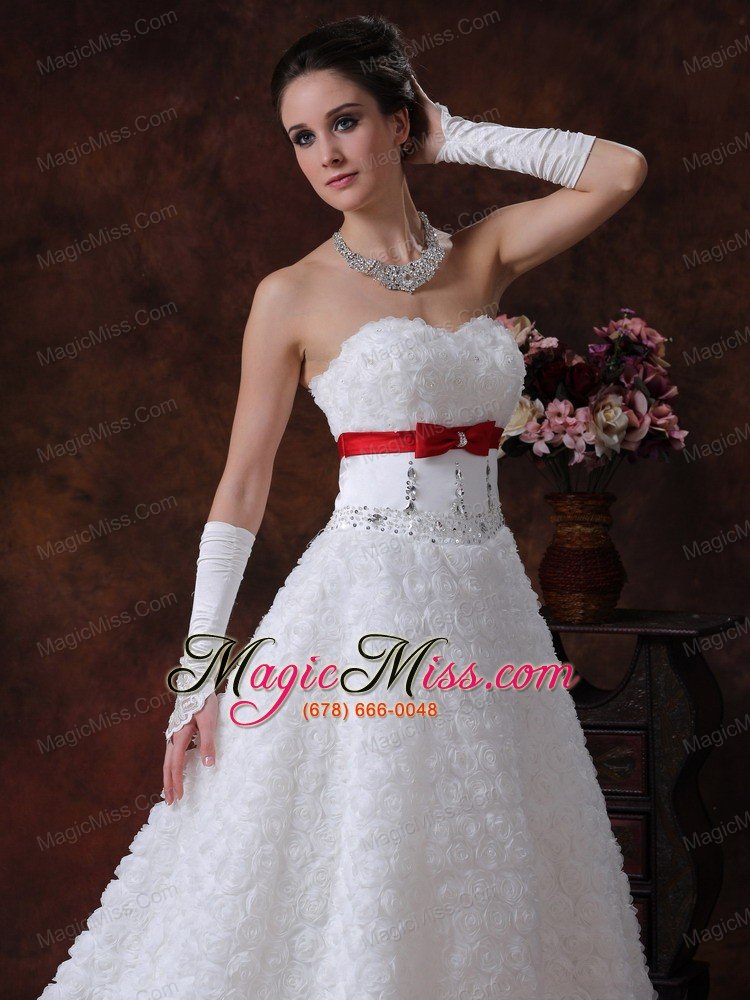 wholesale rolling flower sweetheart wedding dress a-line bowknot brush with beading