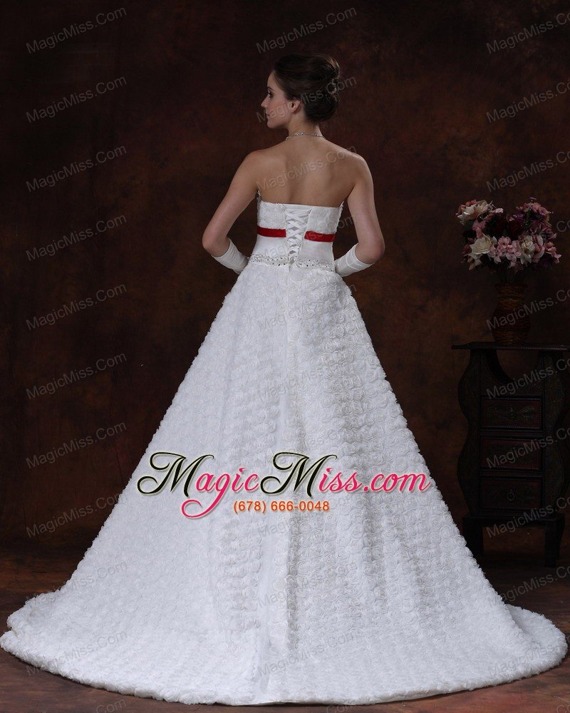 wholesale rolling flower sweetheart wedding dress a-line bowknot brush with beading