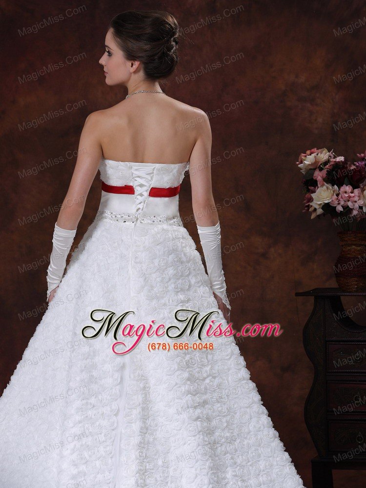 wholesale rolling flower sweetheart wedding dress a-line bowknot brush with beading