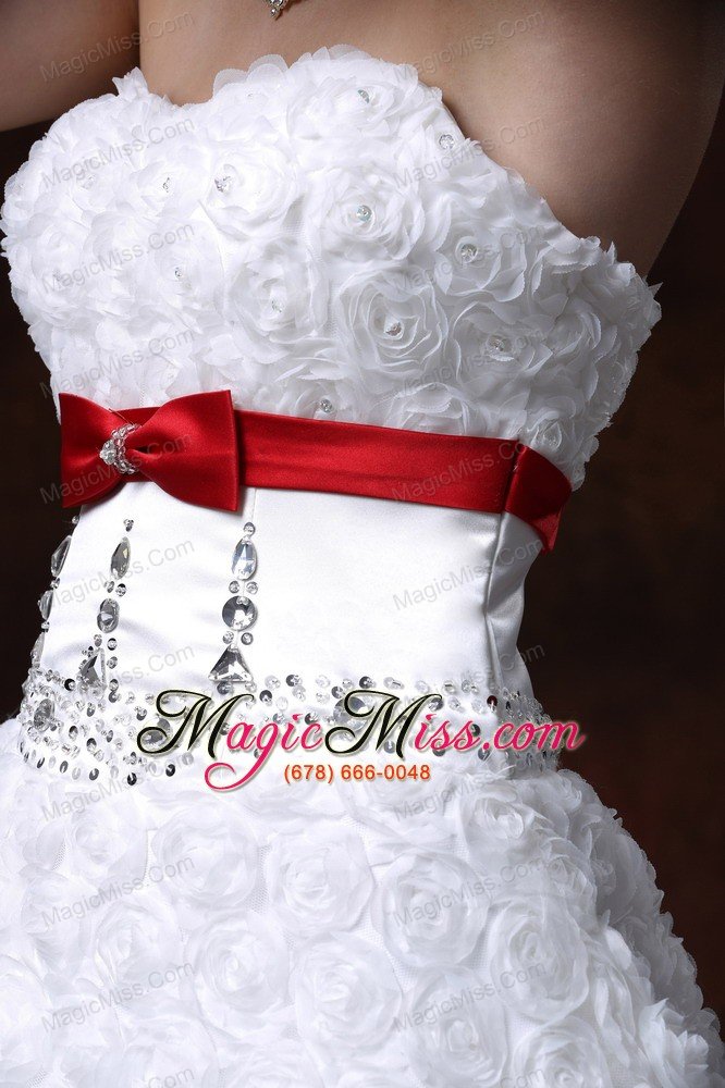 wholesale rolling flower sweetheart wedding dress a-line bowknot brush with beading