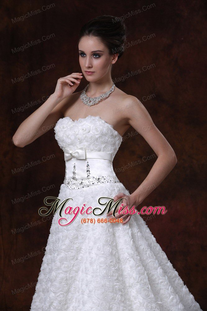 wholesale rolling flower sweetheart wedding dress a-line bowknot brush with beading